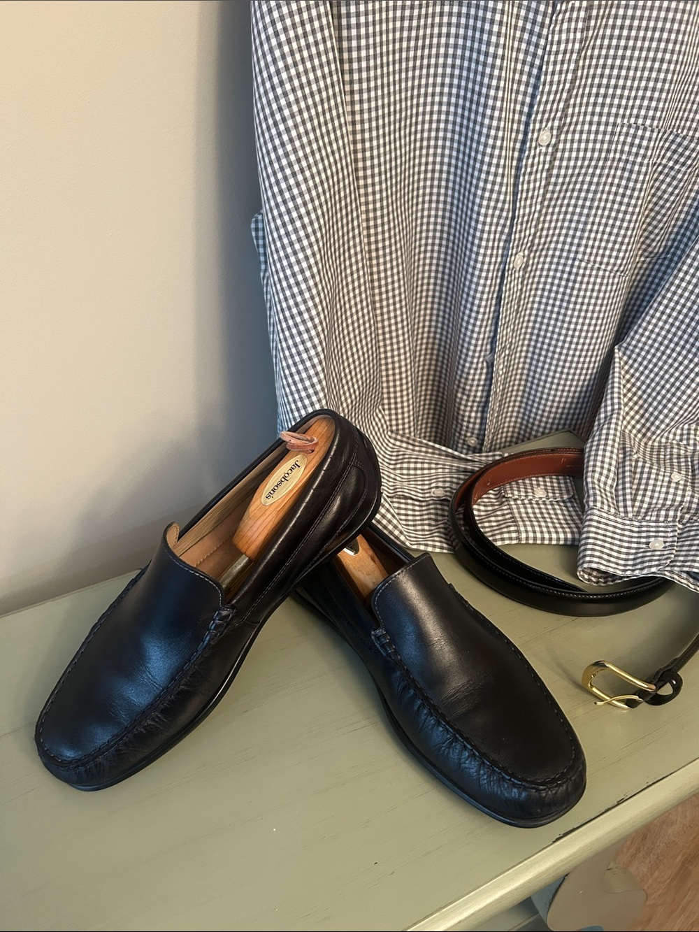 Ecco Black Leather Slip-On Driving Loafers